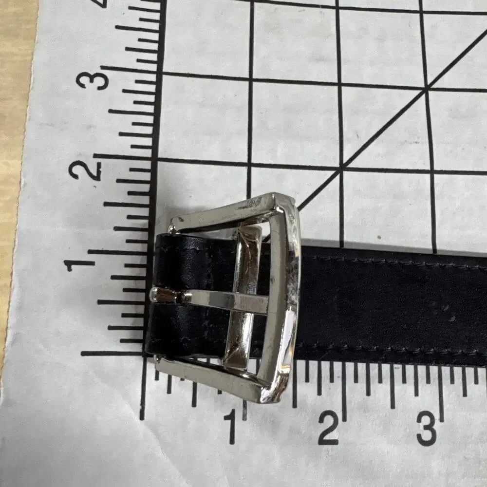 Black Leather Square Silver Buckle 1